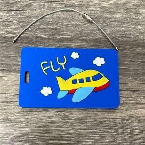 Blue and Yellow Airplane‎ Luggage Tag "Fly".